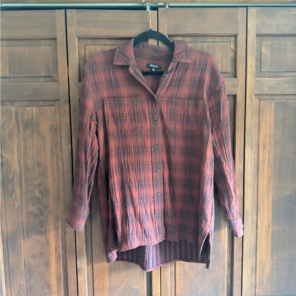 Madewell Rust Red Plaid Button-Up Shirt